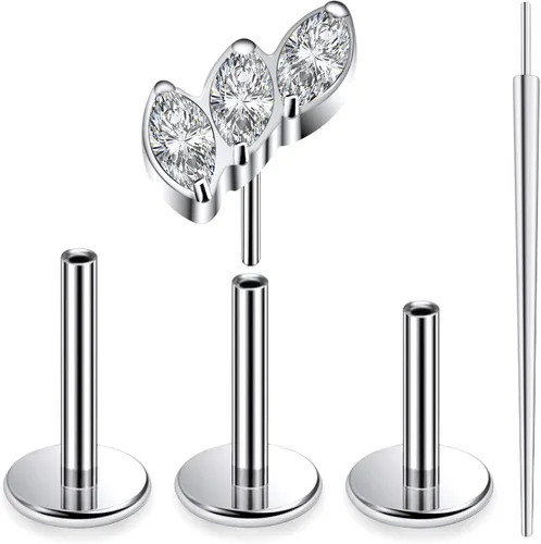Miniatura 9 de 20G 18G 16G Astm F136 - Aretes de titanio sin rosca con parte trasera plana, tragus hélice, caracola, piercing, nariz, labio, hélice, cartílago