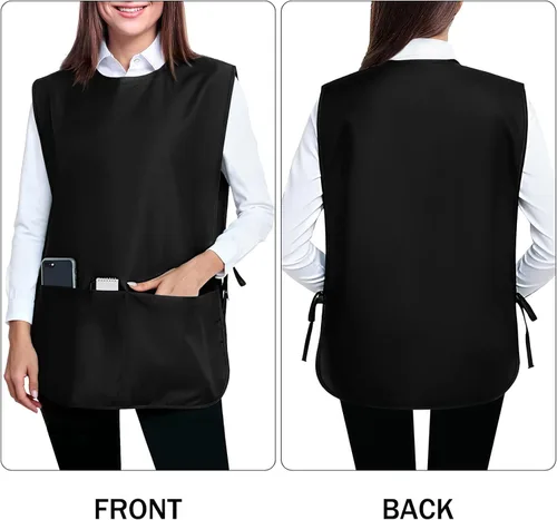 Miniatura 2 de BOHARERS Delantal Smock Cobbler para Mujeres y Hombres - con Lazos Laterales y 3 Bolsillos para Chef de Cocina, Limpieza, Estilista