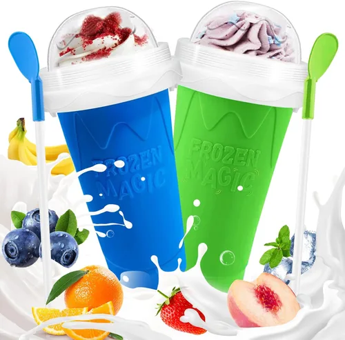 Miniatura 8 de FANS-ONE Taza de Granizado, Juego de 3 Tazas Mágicas Congeladas de Granizado, Taza Reutilizable para Hacer Granizado de Jugo, Helado, Leche, Yogur