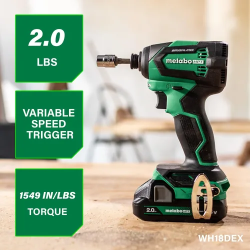 Miniatura 4 de Metabo HPT Taladro Percutor Inalámbrico MultiVolt™ de 18V, Destornillador de Impacto, Sierra Recíproca, y Linterna Kit Combinado de 4 Piezas