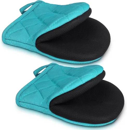 Miniatura 13 de 1 par de manoplas cortas para horno - Guantes de horno de silicona para cocina, resistentes a altas temperaturas de 500℉, mini manoplas