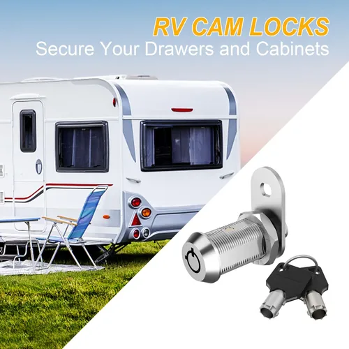 Miniatura 5 de Paquete de 6 cerraduras de gabinete con llaves, cerradura de leva RV de 1-1/8 pulgadas con llave similar, cerradura de RV para puerta