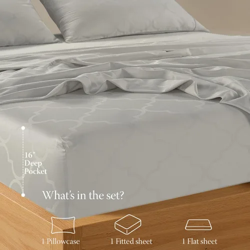 Miniatura 3 de 300 hilos 100% sábanas de algodón, ropa de cama, juego de 4 piezas, Hotel Collection de lujo sábanas, 100% algodón suave tela de satén, blanco