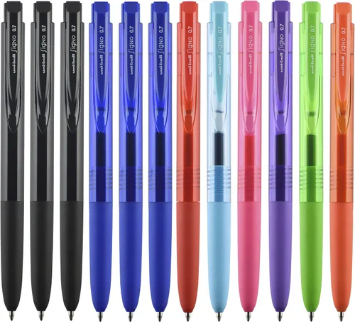 Uniball Spectrum - Bolígrafos de gel retráctiles, punta media (0.028 in), tinta surtida, paquete de 12