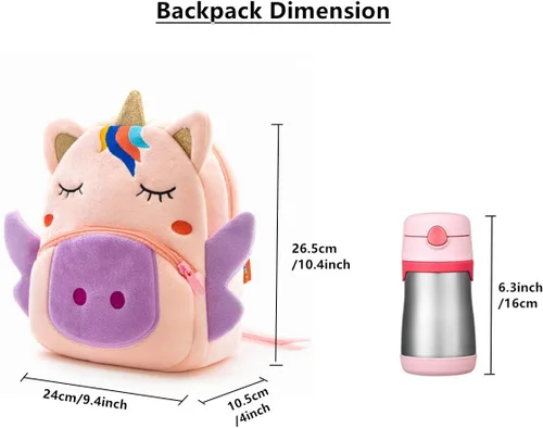 Miniatura 5 de Mochila con diseño de animales, animal de felpa, minibolsa de viaje para niño de 2-6 años, baby unicorn), PBK001