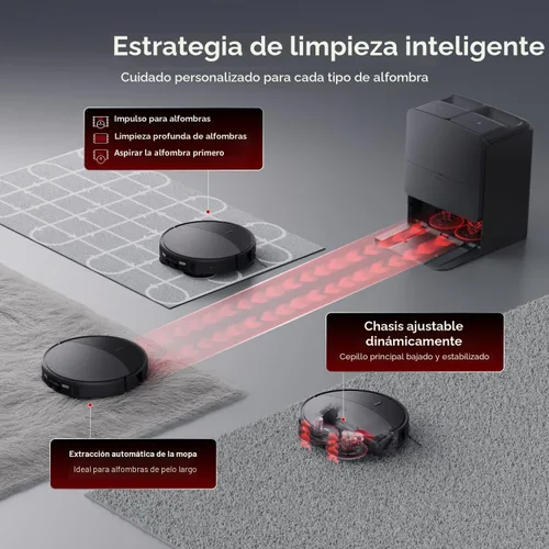 Miniatura 8 de roborock Saros 20 Robot aspiradora y trapeador, 36,000 Pa, 3.46 pulgadas de umbral de doble capa, 3.14 pulgadas ultra delgado, cero enredos, lavado