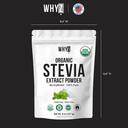 Miniatura 7 de Polvo de stevia orgánico, 8.01 oz, edulcorante puro de stevia sin calorías para bebidas, polvo para hornear y bebidas, sin regusto, sin OMG
