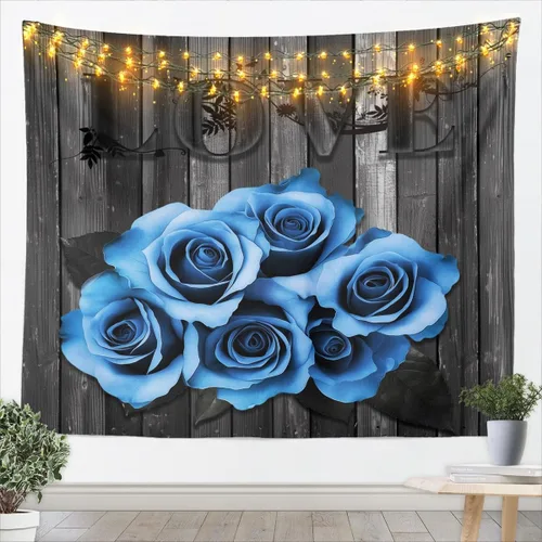 Miniatura 12 de Colgante de pared con estampado de leopardo, pequeño 51 x 59, tapiz de guepardo de cachemira verde azulado bohemio con lunares blancos y negros