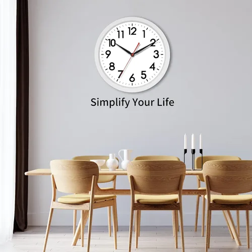 Miniatura 8 de AKCISOT Reloj de Pared Silencioso Sin Tic Tac Relojes de Pared Modernos Operados por Batería 10 Pulgadas, Reloj Clásico Pequeño Analógico Decorativo