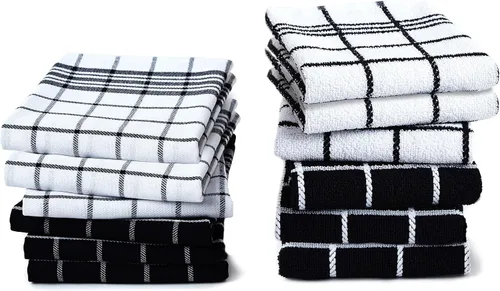 Miniatura 10 de Encasa XO Juegos de Toallas de Cocina y Paños de Cocina Toalla de Mano de Algodón Multiusos, Altamente Absorbente para Limpieza y Reutilizable