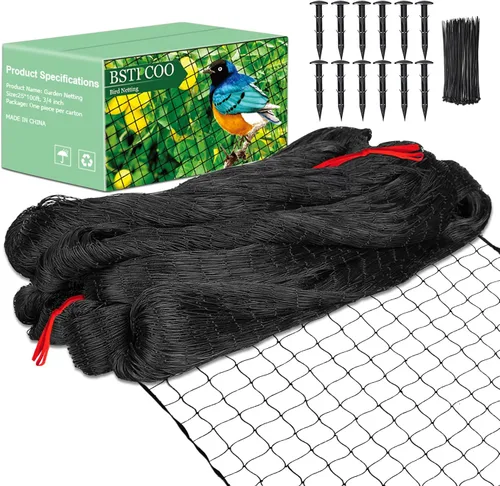 Miniatura 7 de BSTPCOO Red de 25'x25' para gallinero, nylon de 3/4" de malla para aves de corral, red para pollos, techo contra halcones, red para aviario, valla