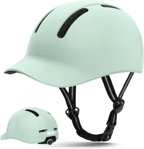 Miniatura 14 de Shinmax Casco de bicicleta – Casco de ciclismo ligero ajustable estilo gorra de béisbol con visera larga, tira reflectante, para viajes urbanos