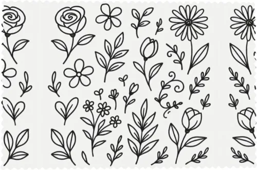 Miniatura 8 de Rectangular Placemats Set of 4, Heat Resistant Flower Doodles Printed Kitchen Dining Table Mats