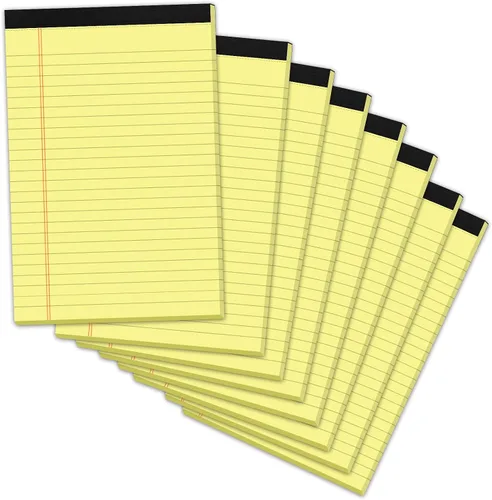 Miniatura 10 de Blocs de notas pequeños de 5x8 amarillos – paquete de 4, papel grueso premium de 80gsm, 30 hojas/60 páginas por bloc, páginas perforadas con rayas