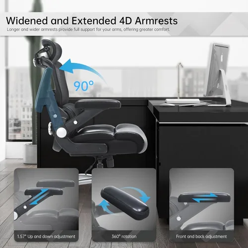 Miniatura 5 de Silla de oficina grande y alta de 500 libras, silla de escritorio ergonómica resistente con soporte lumbar ajustable, silla ejecutiva de computadora