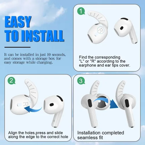 Miniatura 6 de 5 pares de ganchos para orejas para AirPods 4, puntas para oídos antideslizantes para AirPod 4 de silicona suave, cubiertas para accesorios para Air