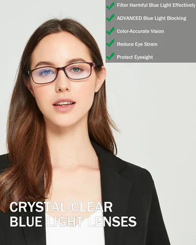 Miniatura 8 de EYEURL Lentes de lectura para mujer, bloqueo de luz azul, 1.50 lectores de computadora antifatiga, TR90 ultra ligeros con marco rectangular