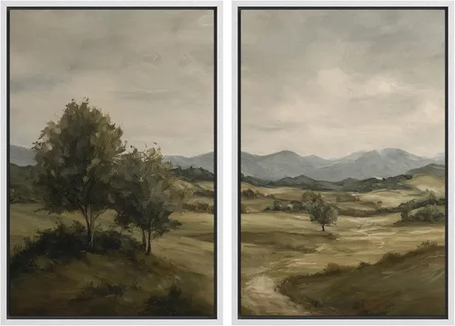 Miniatura 87 de SIGNWIN Lienzo enmarcado para pared, juego de arte sereno de paisaje de pantanos, ilustración rústica, arte moderno, minimalismo, decorativo