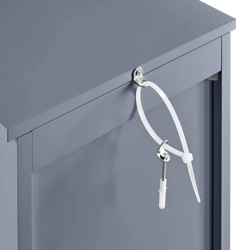 Miniatura 8 de Topeakmart Armario de madera con 4 cajones, armario de pasillo organizador de almacenamiento independiente para baño/cocina/sala de estar, gris
