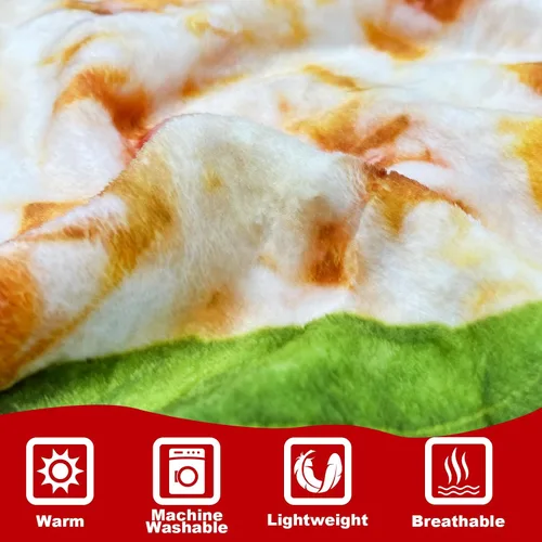 Miniatura 6 de Manta redonda de tortilla para adultos, manta grande de franela suave y cómoda con diseño de queso y pizza, manta para niños, artículos extraños