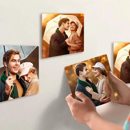 Miniatura 2 de Azulejos de Fotos Personalizados, Marcos de Fotos Personalizados de Azulejos de Metal Mixto para Pegar en la Pared, Marcos de Fotos Collage Paquete