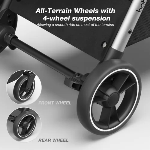 Miniatura 5 de Babideal Cochecito de viaje ligero para bebé, cochecito auto plegable con toldo grande, asiento reclinable operado con una mano, soporte para tazas