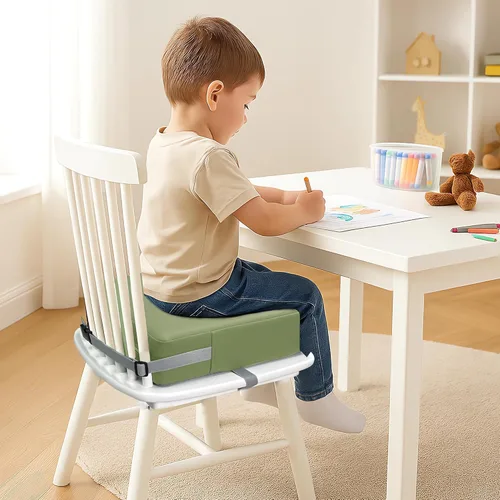 Miniatura 7 de Eiury Asiento elevado para mesa de comedor, asiento elevador para silla de cocina, cojín de poliuretano impermeable con correas de hebilla Verde