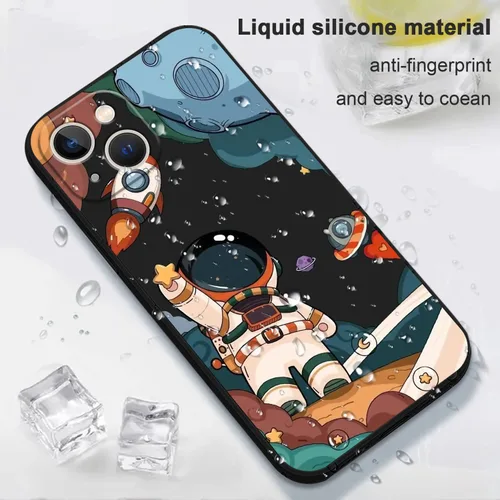 Miniatura 6 de LEECG Funda para iPhone 13 con diseño de mariposas y flores, diseño de astronauta, funda de teléfono con forro de microfibra suave, funda delgada