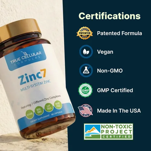 Miniatura 7 de Zinc7 Apoyo inmunológico diario (50mg): Complejo de zinc de triple acción para sueño profundo, claridad mental e inmunidad fuerte Energía natural