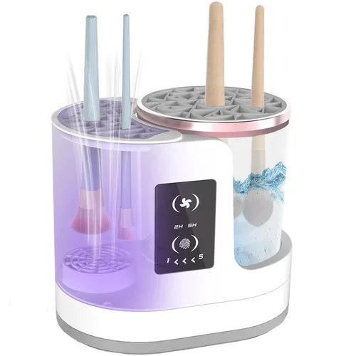 Máquina limpiadora de brochas de maquillaje eléctrica con secado automático, limpiador de brochas portátil para pieles sensibles, pinceles de