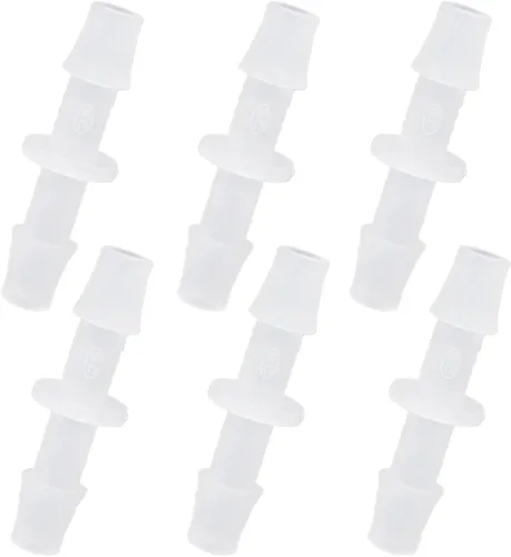 Accesorio de púa para manguera de plástico, conectores de tubería de 1/4" x 1/4", empalmador con púas reparador adaptador de unión, 6 piezas