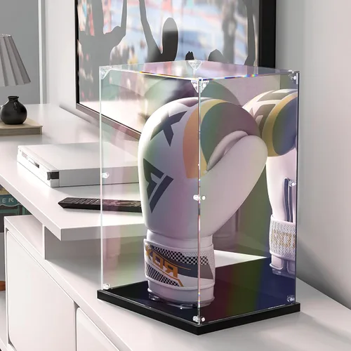 Miniatura 6 de Caja de exhibición para guantes de boxeo KOLIPI con respaldo de espejo, caja de exhibición acrílica con soporte para guante de boxeo