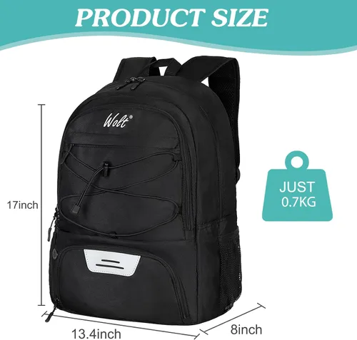 Miniatura 2 de WOLT - Mochila para balón de fútbol juvenil, bolsa deportiva con soporte para balón y compartimento para zapatos, para fútbol, fútbol americano