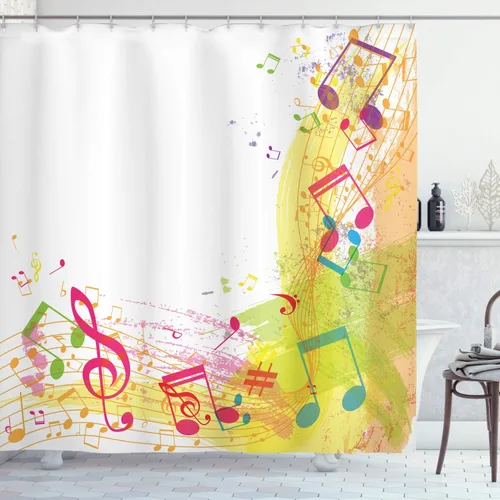 Miniatura 25 de set de cortina para baño decorativa de tela de poliéster con ganchos