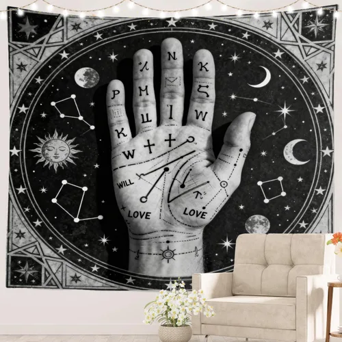 Miniatura 66 de Batmerry Tapiz de geometría sagrada, cubo de metatrones, tapete de pícnic de geometría sagrada, tapiz hippie trippy, arte de pared, decoración