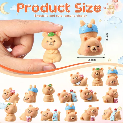 Miniatura 6 de HyDren 15 figuras en miniatura de oso lindo oso para decoración de baby shower, decoración de pasteles de resina, decoración de pasteles, jardín