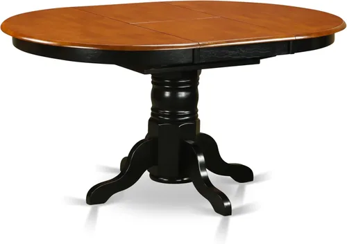 East West Furniture AAVT-BLK-TP mesa de comedor Avon para la cocina - una mesa ovalada de madera maciza con hoja de mariposa y base de pedestal,