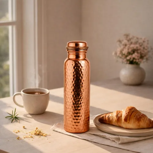 Miniatura 9 de Botella de agua ayurvédica de cobre de 34 onzas, hecha a mano, 100% cobre puro, botella martillada para beber a prueba de fugas y recipiente de agua