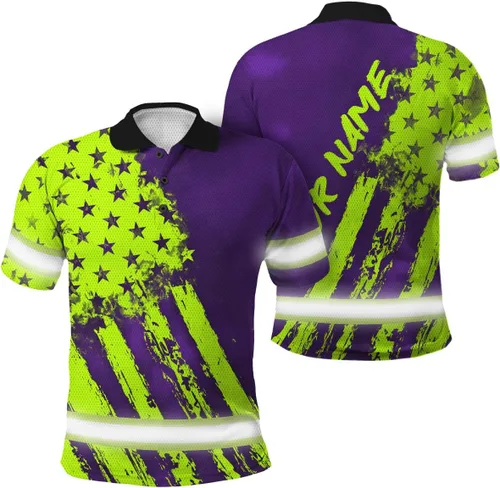 Miniatura 24 de Polo reflectante con bandera de camuflaje de alta visibilidad para hombres y mujeres, polo de seguridad para trabajo, patriótico Polo 03
