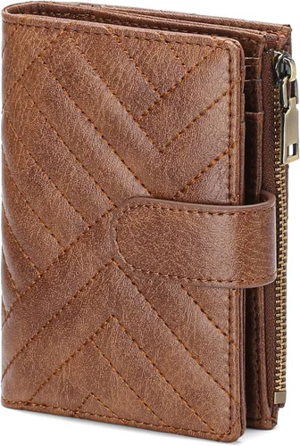 Miniatura 18 de GAEKEAO Cartera pequeña de cuero vegano con bloqueo RFID plegable para mujer, tarjetero compacto con bolsillo con cremallera y ventana