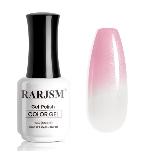 Miniatura 11 de RARJSM Esmalte de uñas en gel que cambia de color Nude Translucido Rosa a Rojo Berry, cambio de temperatura de estado de ánimo térmico, degradado