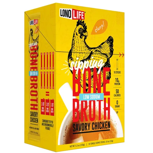 Miniatura 9 de LonoLife - Sobres individuales de caldo de huesos de pollo bajo en sodio: 0.35 onzas de proteína, apto para dieta Keto, 4 porciones individuales