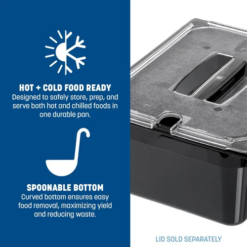 Miniatura 4 de Carlisle FoodService Products StorPlus Contenedor de almacenamiento de alimentos, bandeja de alimentos de tamaño medio para servir y almacenar Negro