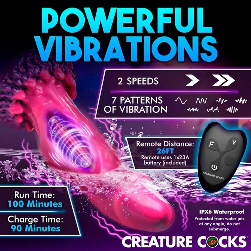 Miniatura 8 de CREATURE COCKS Xenox - Consolador vibratorio de silicona con control remoto para hombres, mujeres y parejas. Consolador de fantasía, texturas