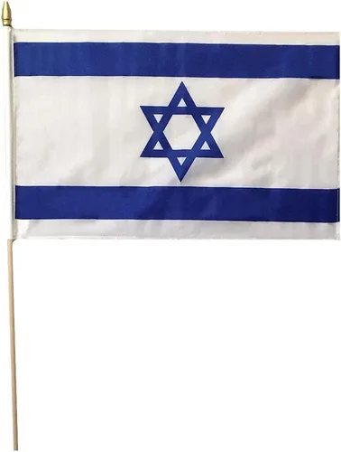 Trade Winds Israel Israel País israelí (12 x 18) pulgadas 68D tejido poliéster nailon palo bandera en bastón de madera de 24 pulgadas, multicolor