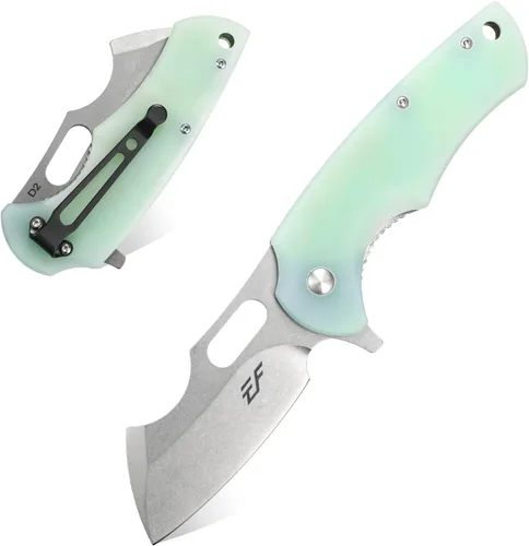 Eafengrow Navajas de bolsillo D2 y mango G10, cuchillo plegable para acampar, mini cuchillo de bolsillo para exteriores, herramienta de Jade