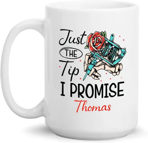 Miniatura 11 de Taza de artista de tatuaje floral, taza de café personalizada para tatuajes, taza de tatuaje personalizada con nombre regalo para amantes