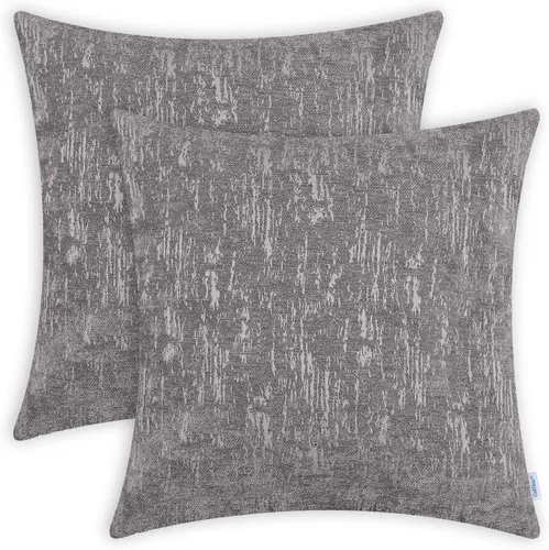 Miniatura 17 de CaliTime Juego de 2 fundas de cojín de felpilla súper suaves teñidas de mármol jacquard para sofá, decoración de casa rural, 18 x 18 pulgadas