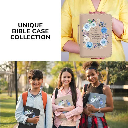 Miniatura 31 de DEHITE Funda para la Biblia para mujer, bolsas de transporte de la Biblia, tamaños medianos y grandes, ranuras para bolígrafos, tela de primera