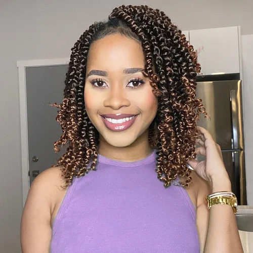 Miniatura 30 de Fulcrum Pelo de ganchillo Passion Twist de 8 pulgadas, 9 paquetes de cabello pretrenzado y prerrizado para mujeres negras (8 pulgadas
